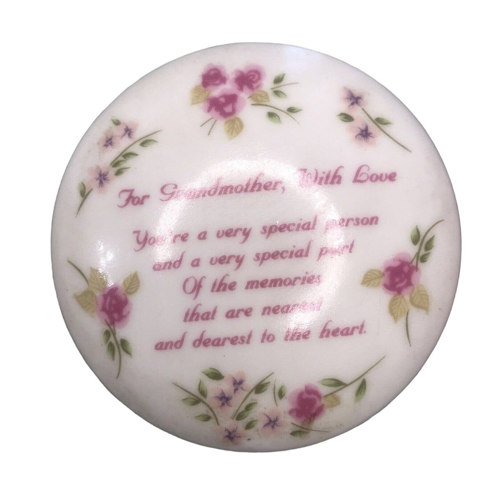 Russ Berrie & Co "For Grandmother, With Love" Lidded Trinket Dish Porcelain 4967